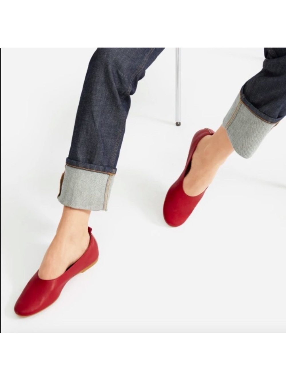 Everlane The Day Glove Red Italian Leather Flats size 10
